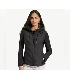 DKNY Women's Black Hooded Puffer Jacket